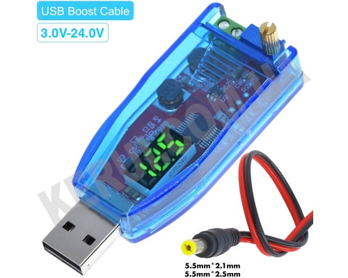 Модуль - Перетворювач: USB 5V TO DC 3...24V GREEN